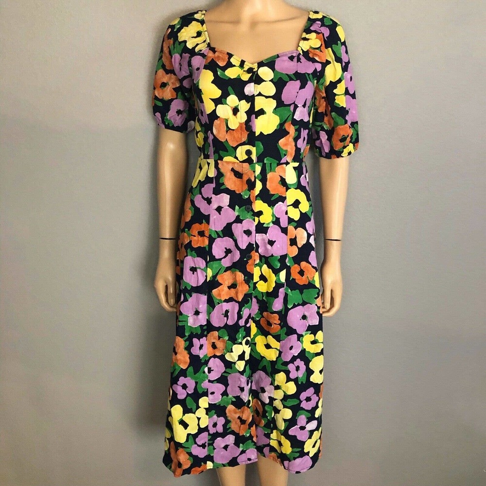 Princess Highway Floral Florence Midi Dress - Navy